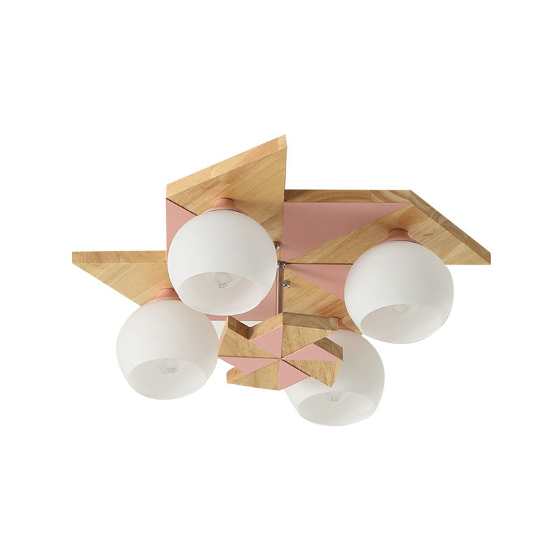 Kids Windmill Ceiling Light Fixture with Globe Shade - 4 Lights, Kindergarten Flush Mount