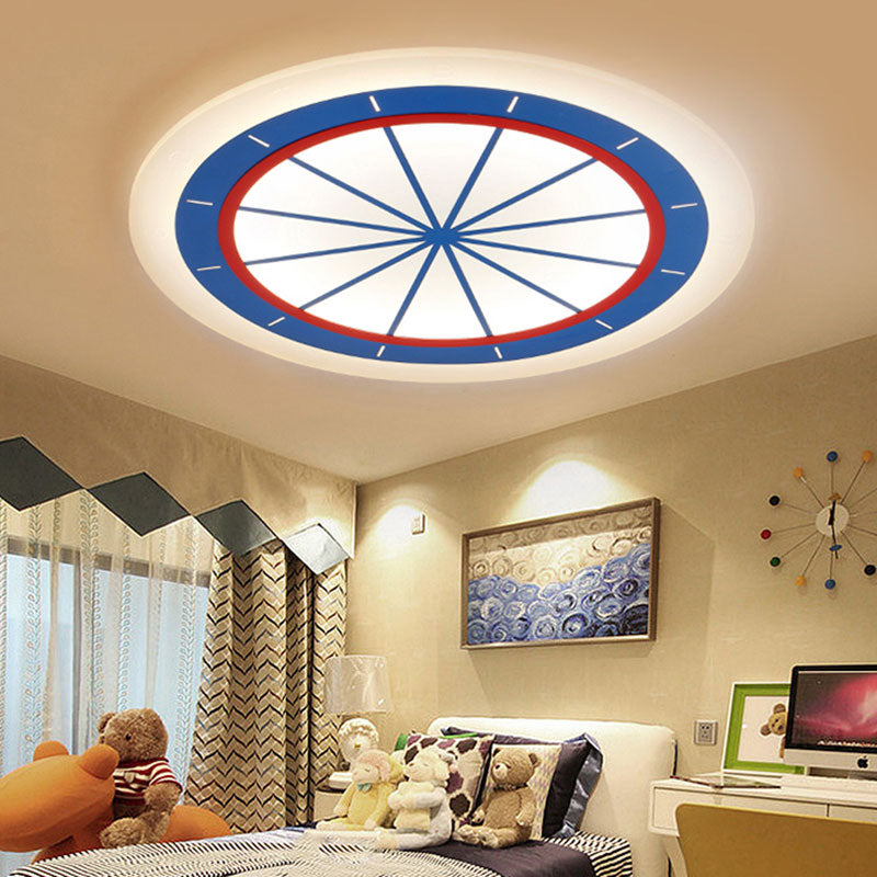 Modern Blue Circle Acrylic Flush Mount Ceiling Light For Bedroom