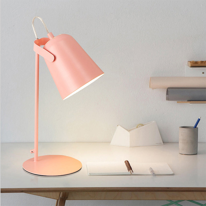 Nordic Style Rotatable Desk Lamp: Metal Plug-In Light For Dormitory Bedroom Pink