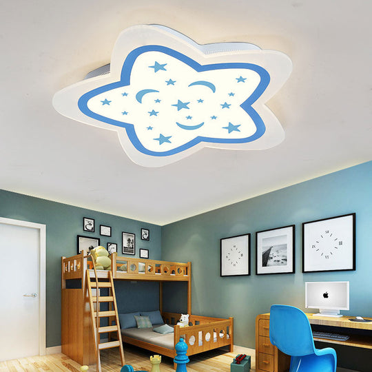 Art Deco Star Shape Ceiling Light For Kids Bedroom - Acrylic Flush Mount