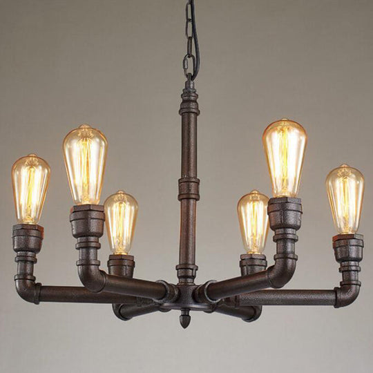 Steampunk Metal Black Chandelier with 3/6 Bulb Piping - Stylish Pendant Ceiling Light for Bistros