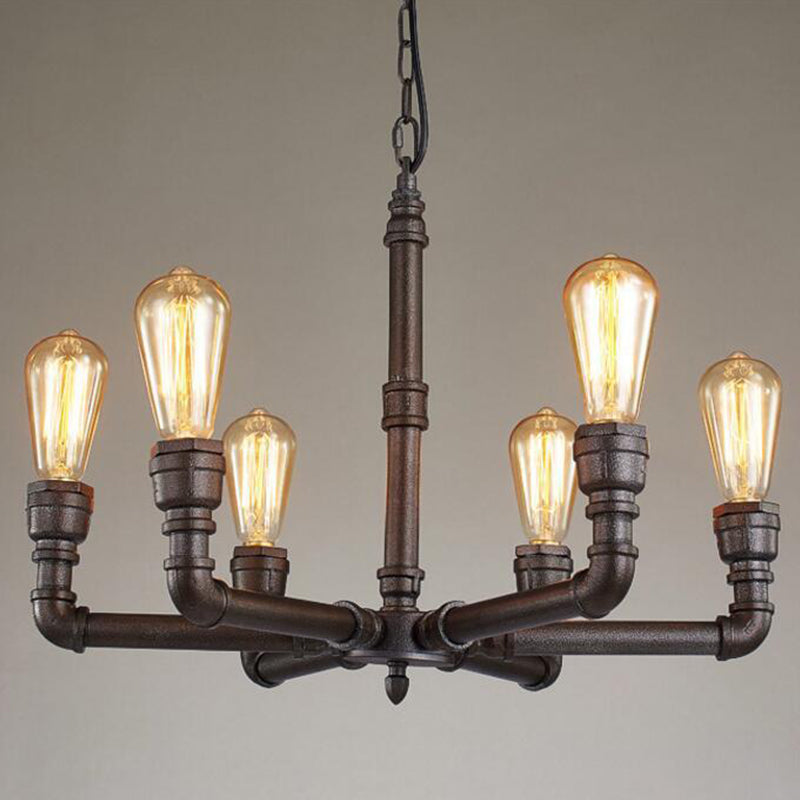 Steampunk Metal Black Chandelier Pendant Ceiling Light - 3/6 Bulbs Bistro Style 6 / Up