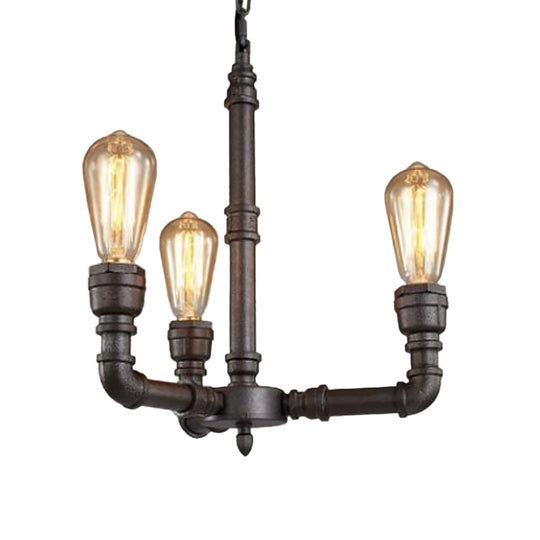 Steampunk Metal Black Chandelier with 3/6 Bulb Piping - Stylish Pendant Ceiling Light for Bistros