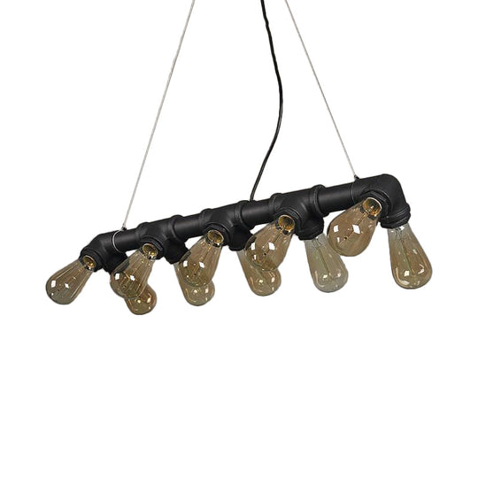 Copper And Black Industrial Kitchen Island Pendant Light With Symmetric Piping 10 Bulbs