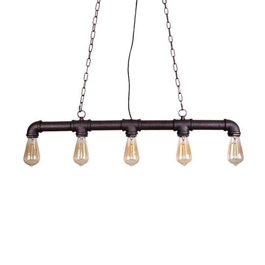 Steampunk Island Pendant With 5 Lights - Industrial Style Ceiling Light For Dining Room In