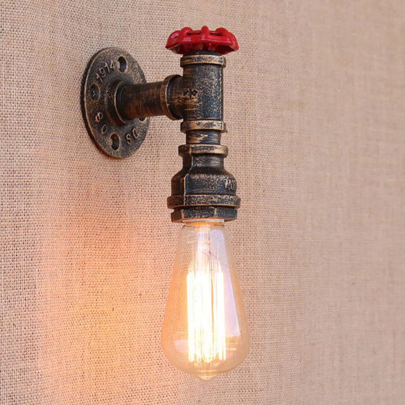 Bronze Metal Wall Mount Light With Naked Bulb Design - Single Industrial Lighting Fixture