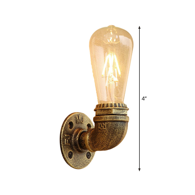 Bronze Metal Wall Mount Light With Naked Bulb Design - Single Industrial Lighting Fixture