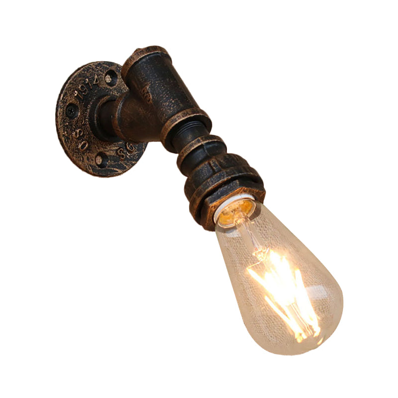 Bronze Metal Wall Mount Light With Naked Bulb Design - Single Industrial Lighting Fixture