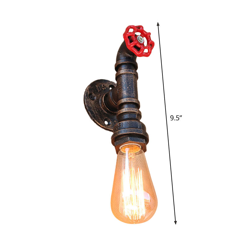 Bronze Metal Wall Mount Light With Naked Bulb Design - Single Industrial Lighting Fixture