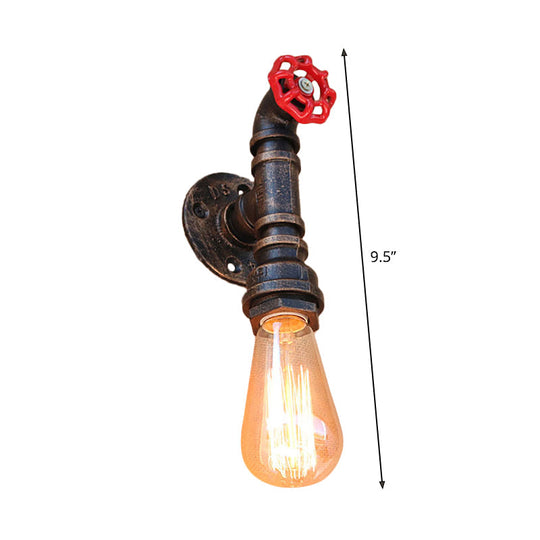 Bronze Metal Wall Mount Light With Naked Bulb Design - Single Industrial Lighting Fixture