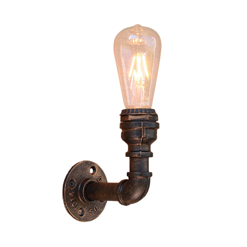 Bronze Metal Wall Mount Light With Naked Bulb Design - Single Industrial Lighting Fixture