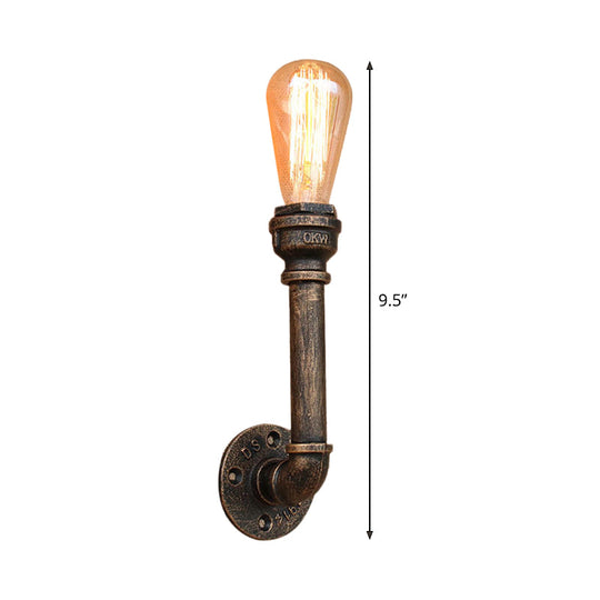 Bronze Metal Wall Mount Light With Naked Bulb Design - Single Industrial Lighting Fixture