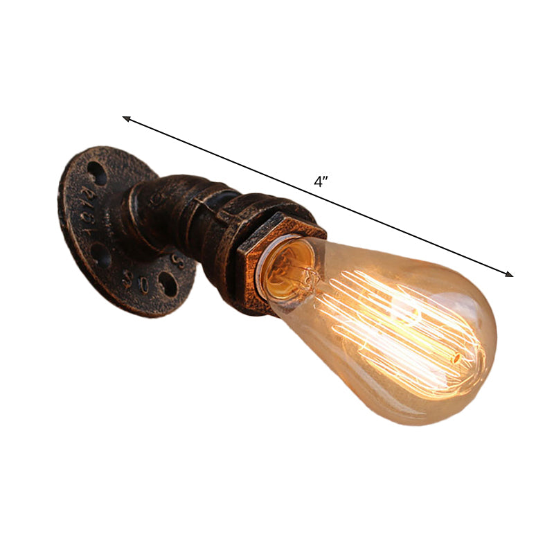 Bronze Metal Wall Mount Light With Naked Bulb Design - Single Industrial Lighting Fixture