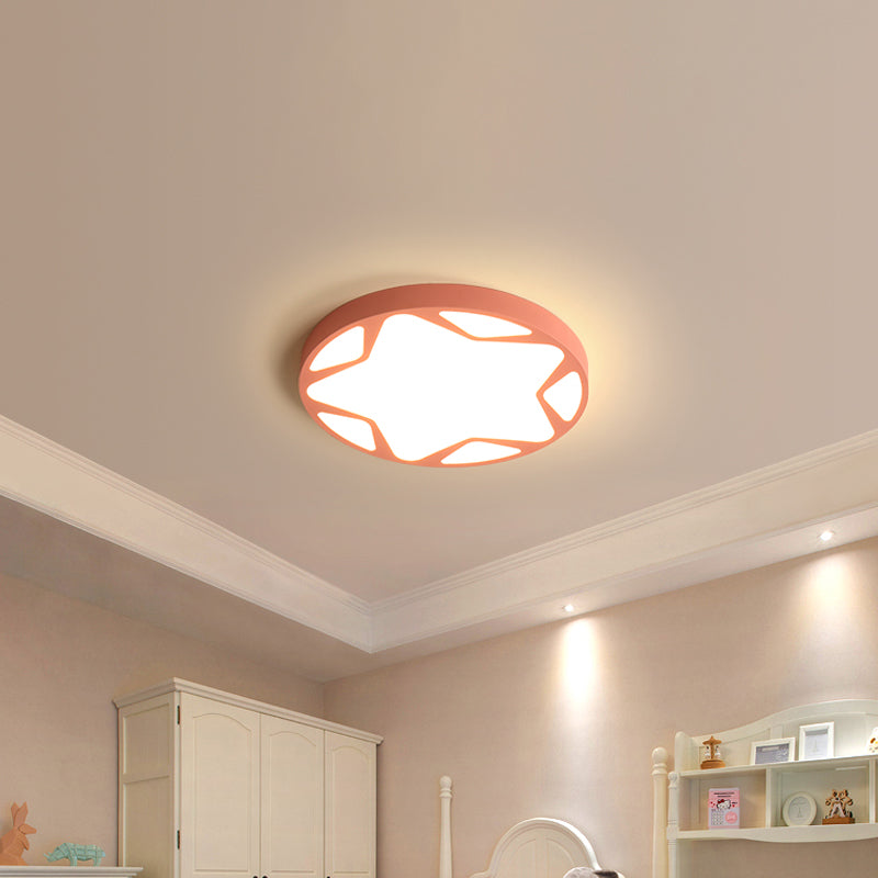 Macaron Loft Acrylic Ceiling Lamp: Candy Colored Flush Light For Child Bedroom Pink / 19.5