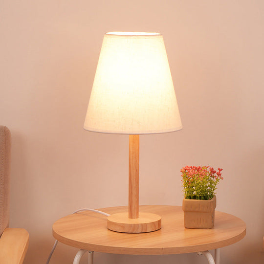 Lillian - Tapered Shade Night Lamp: Simplicity Wood Table Lighting