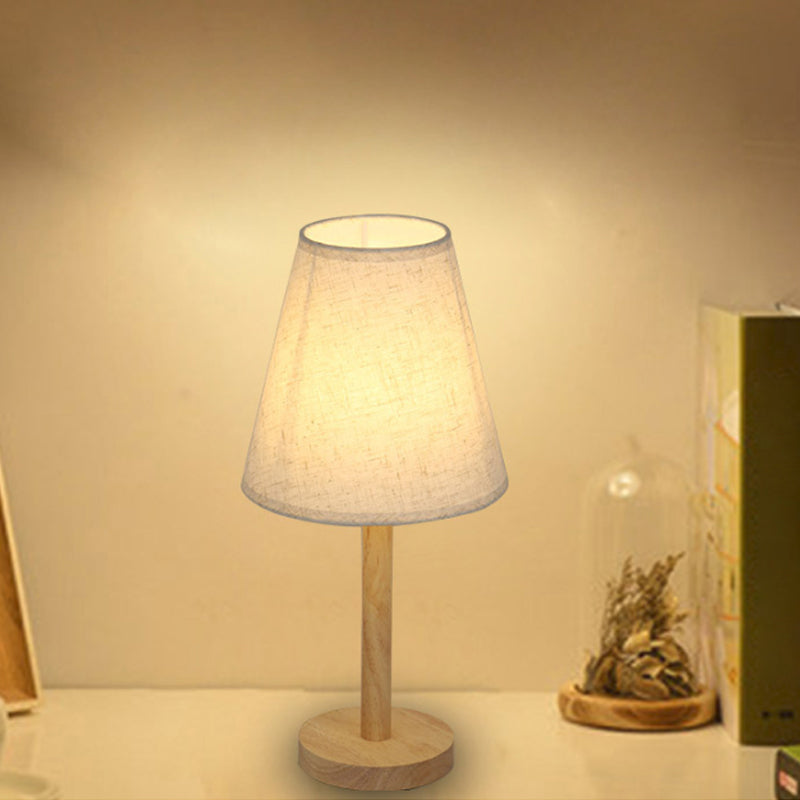 Simplicity Tapered Shade Night Lamp: Wood Table Lighting For Living Room