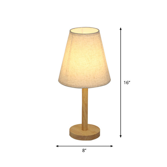 Simplicity Tapered Shade Night Lamp: Wood Table Lighting For Living Room