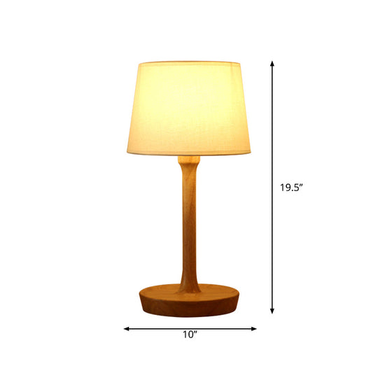 Diane - Wood Fabric Empire Shade Night Stand Lamp Simple Style 1 Bulb Wood Table Lighting for Living Room