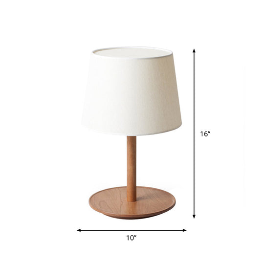 Minimalist Tapered Shade Nightstand Light In Wood - 1-Light Table Lighting For Bedroom