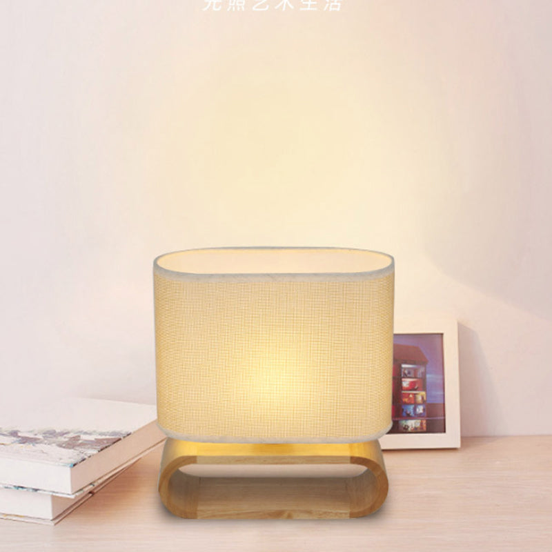 Birdun - Minimalism Wood Oval Nightstand Lamp Minimalism Single Fabric Table Light for Children Bedroom