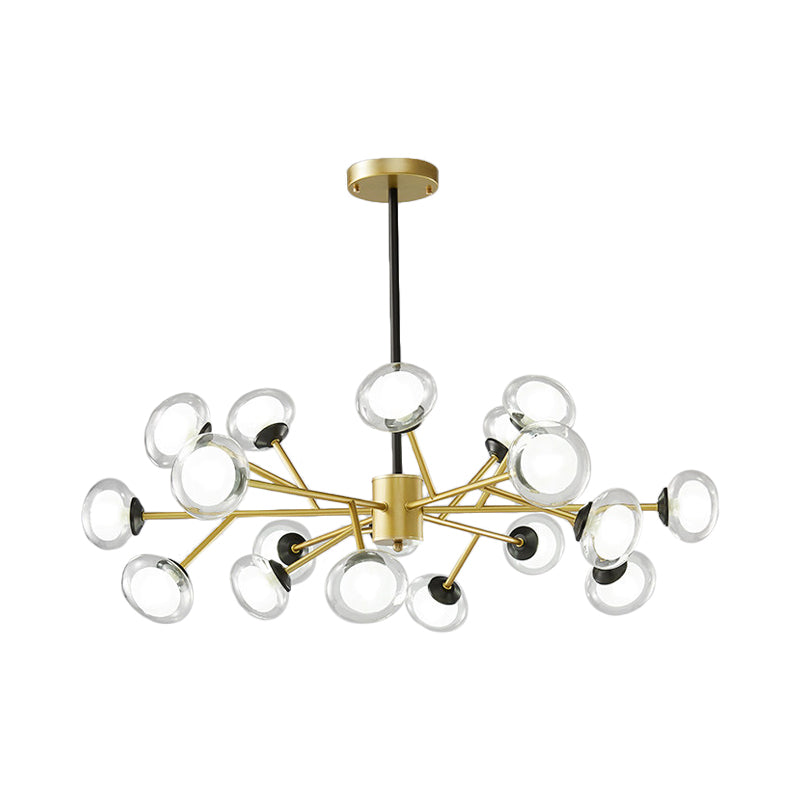 Postmodern Black/Gold Bough Ceiling Chandelier With Milky Glass Shades - 6/15/18 Head Metal Hanging