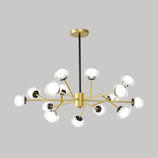 Black/Gold Bough Ceiling Chandelier - Postmodern Metal Hanging Light Kit with Milky Glass Shade (6/15/18 Heads)