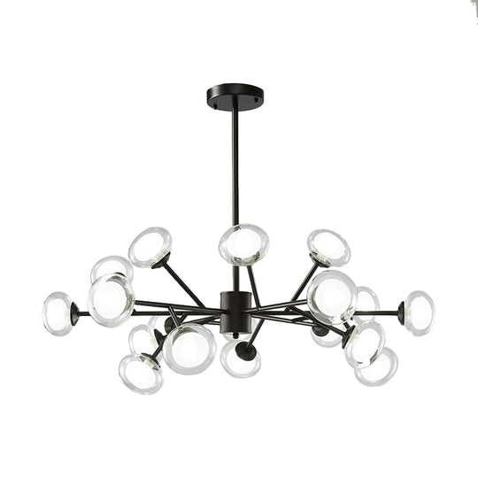 Black/Gold Bough Ceiling Chandelier - Postmodern Metal Hanging Light Kit with Milky Glass Shade (6/15/18 Heads)