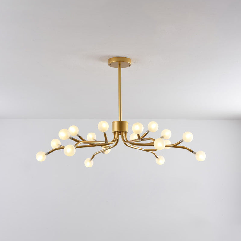 Postmodern Frosted Glass 18-Head Chandelier Lamp Pendant for Dining Room in Black/Gold