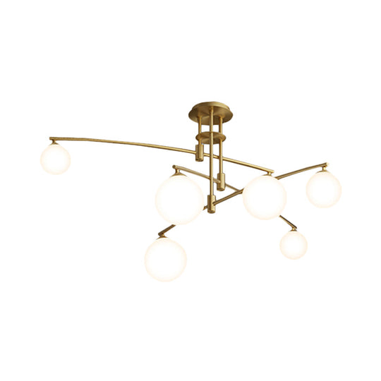 Metallic 6/9-Light Bedroom Chandelier: Elegant 3-Layered Hanging Lamp In Black/Gold With White Glass