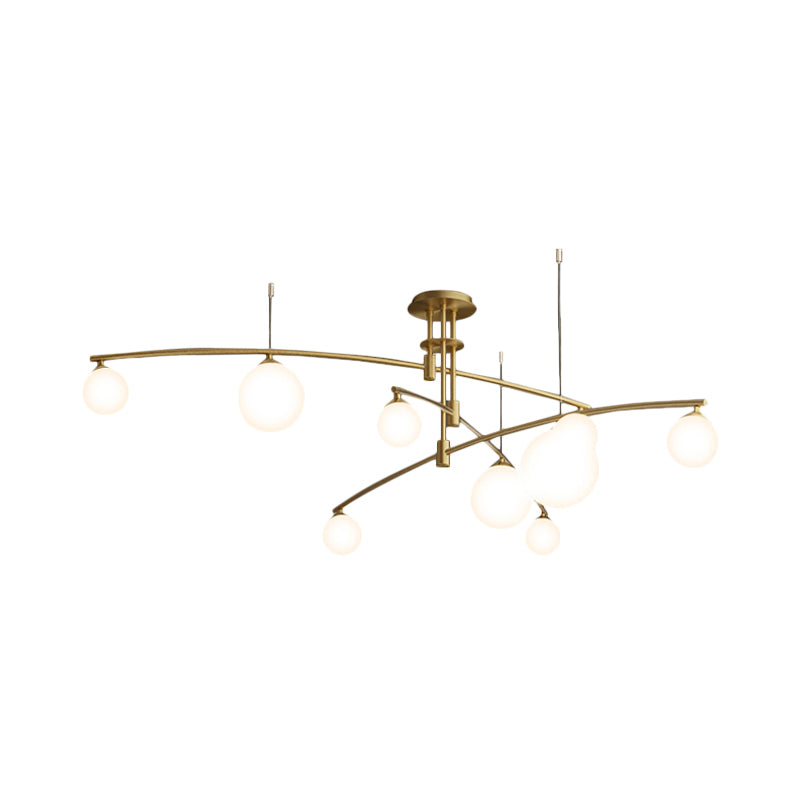 Metallic 6/9-Light Bedroom Chandelier: Elegant 3-Layered Hanging Lamp In Black/Gold With White Glass