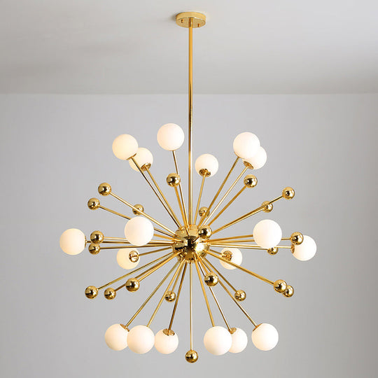 Stylish Burst Ball Chandelier With Frosted Glass - 11/12/18 Lights Gold Finish For Living Room