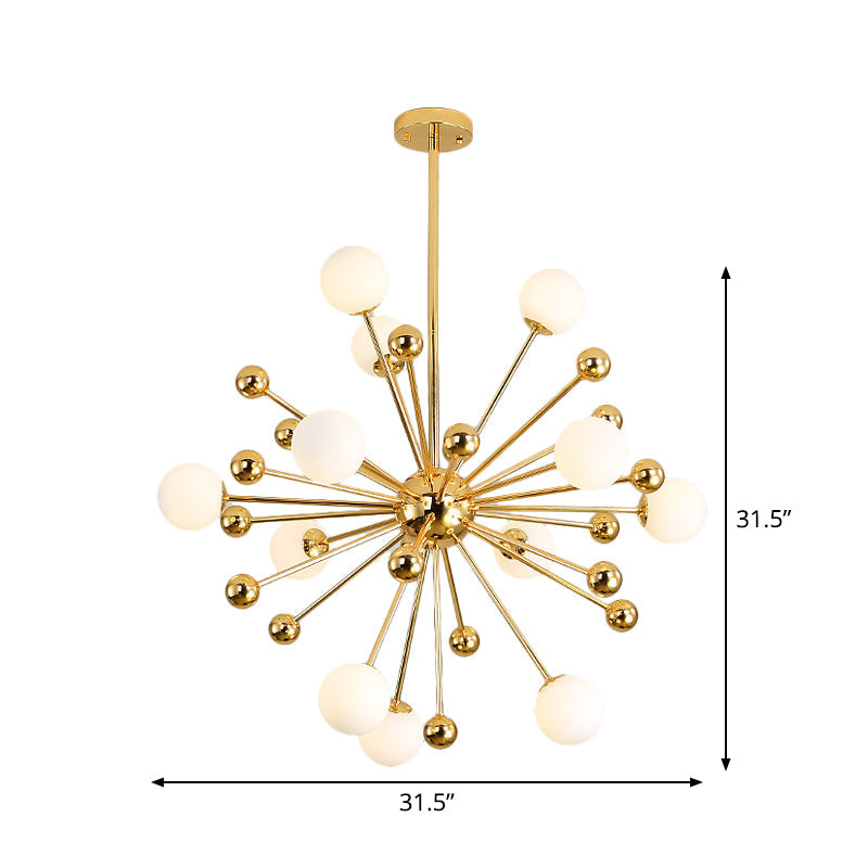 Stylish Burst Ball Chandelier With Frosted Glass - 11/12/18 Lights Gold Finish For Living Room