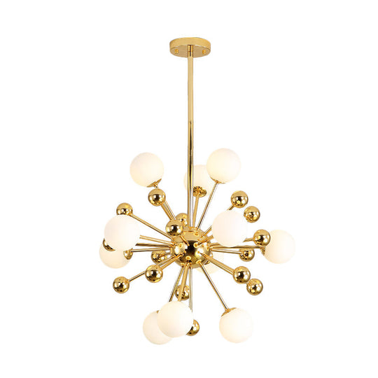 Stylish Burst Ball Chandelier With Frosted Glass - 11/12/18 Lights Gold Finish For Living Room