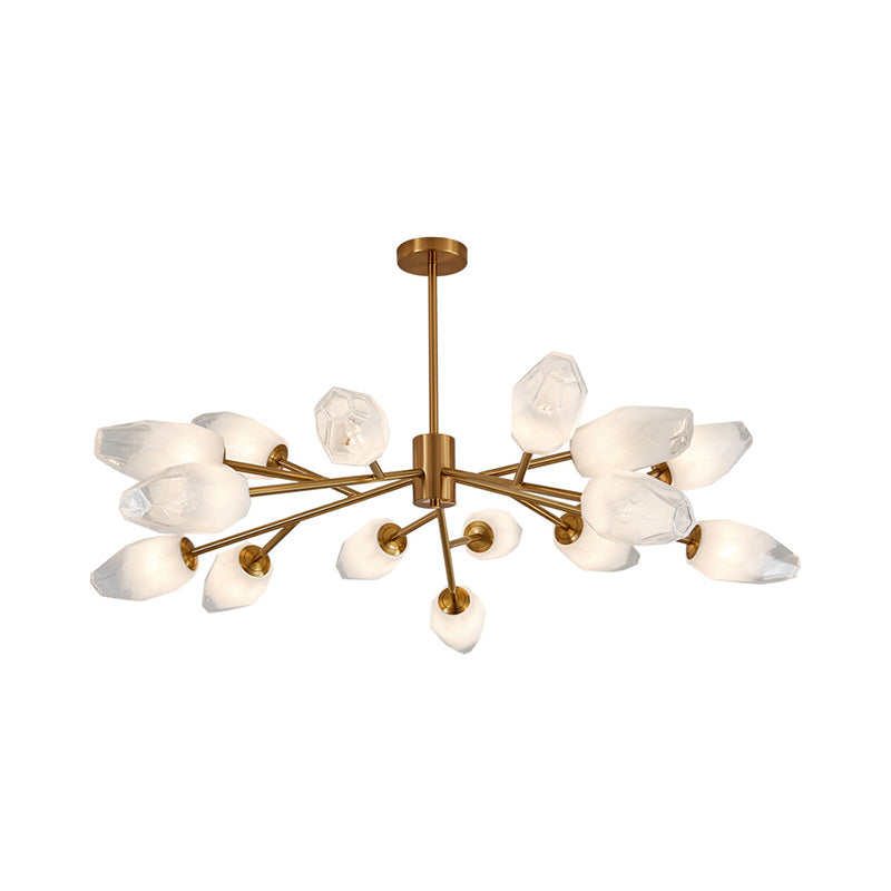 Gold Opal Frosted Glass Bud Pendant Chandelier - Postmodern Ceiling Light (12/15 Heads)