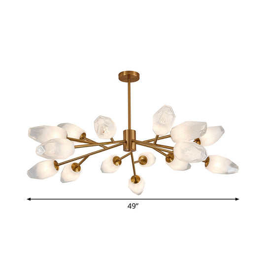 Gold Opal Frosted Glass Bud Pendant Chandelier - Postmodern Ceiling Light (12/15 Heads)