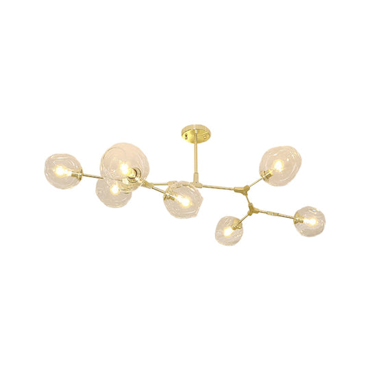 Gold Molecule Chandelier - Postmodern Metal Pendant With Clear Glass Shade 5/7-Light Ceiling Fixture