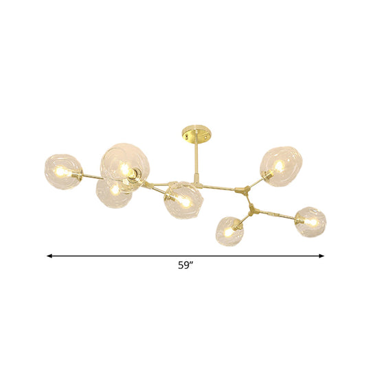 Gold Molecule Chandelier - Postmodern Metal Pendant With Clear Glass Shade 5/7-Light Ceiling Fixture