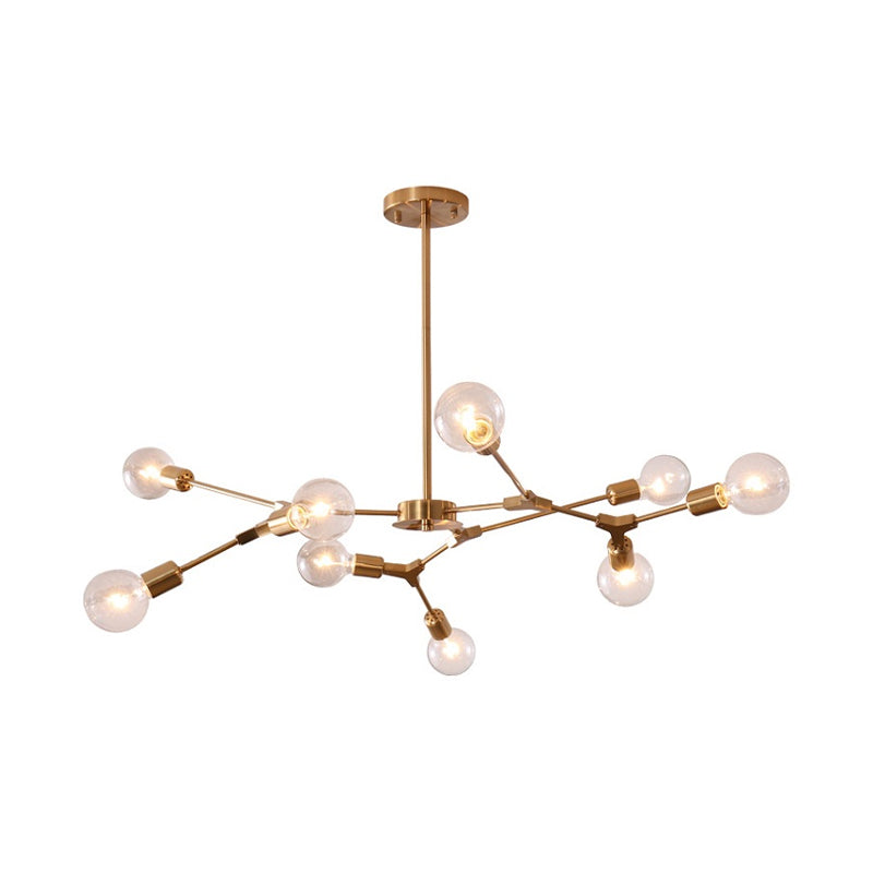 Adjustable Branch Pendant Lamp - Postmodern Metallic Chandelier (6/9 Lights) In Black/Gold For