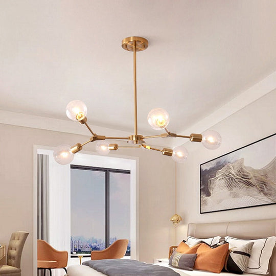 Adjustable Branch Pendant Lamp - Postmodern Metallic Chandelier (6/9 Lights) In Black/Gold For