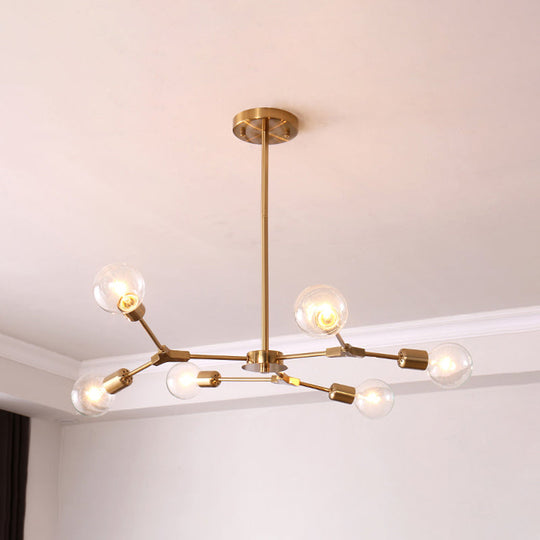 Adjustable Branch Pendant Lamp - Postmodern Metallic Chandelier (6/9 Lights) In Black/Gold For