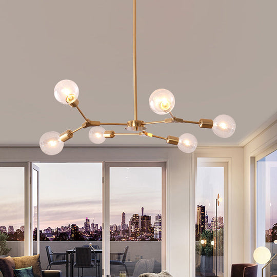 Adjustable Branch Pendant Lamp - Postmodern Metallic Chandelier (6/9 Lights) In Black/Gold For