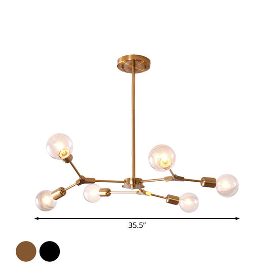 Adjustable Branch Pendant Lamp - Postmodern Metallic Chandelier (6/9 Lights) In Black/Gold For