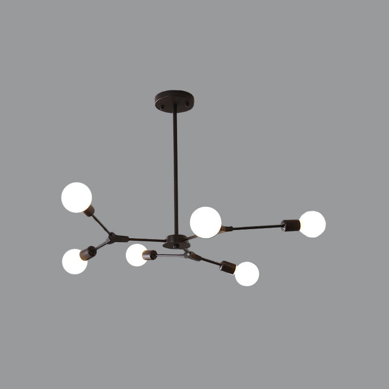 Adjustable Branch Pendant Lamp - Postmodern Metallic Chandelier (6/9 Lights) In Black/Gold For