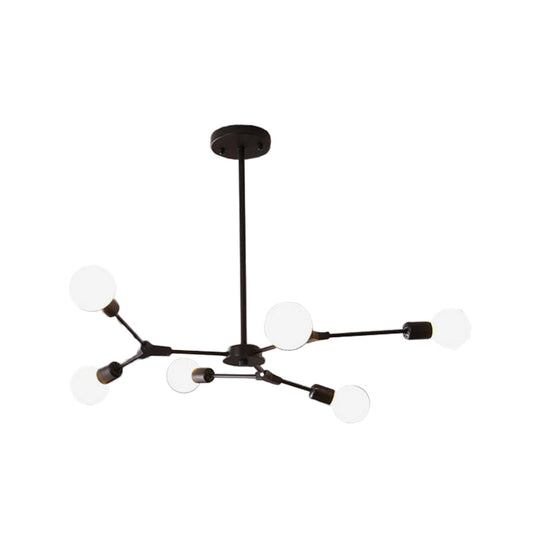 Adjustable Branch Pendant Lamp - Postmodern Metallic Chandelier (6/9 Lights) In Black/Gold For