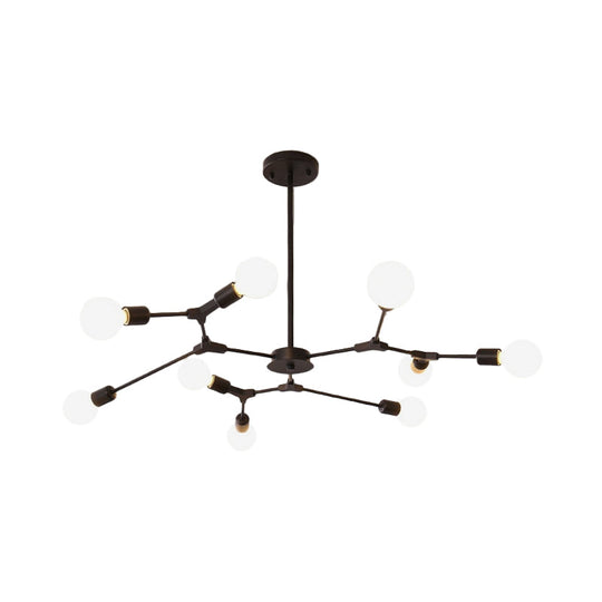 Adjustable Branch Pendant Lamp - Postmodern Metallic Chandelier (6/9 Lights) In Black/Gold For