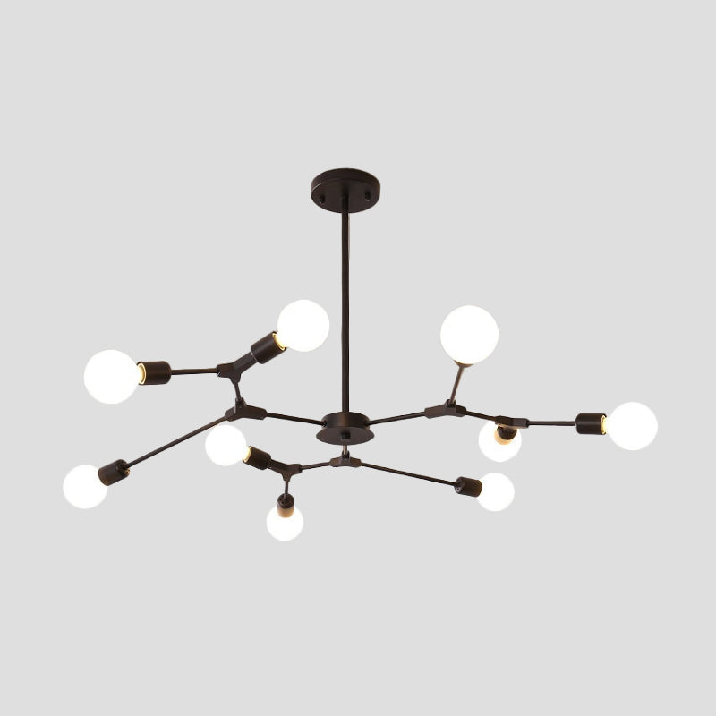 Adjustable Branch Pendant Lamp - Postmodern Metallic Chandelier (6/9 Lights) In Black/Gold For