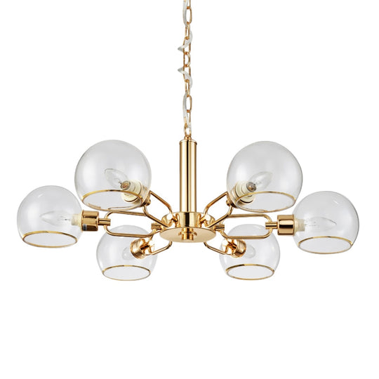 Modern Clear Glass Dome Chandelier - Gold Pendant Light For Sitting Room (3/6/8-Head Options)