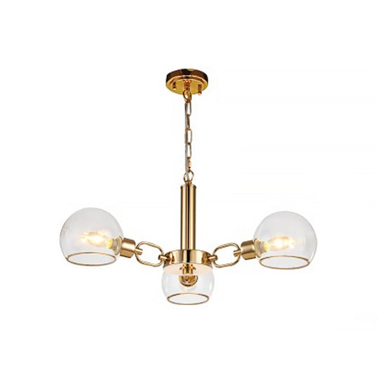 Modern Clear Glass Dome Chandelier - Gold Pendant Light For Sitting Room (3/6/8-Head Options)