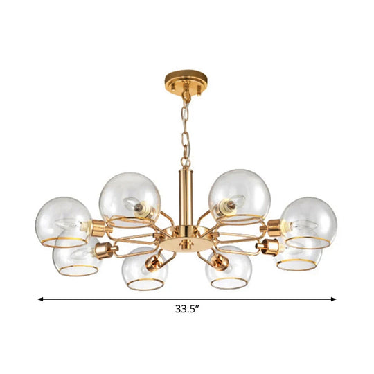 Modern Gold Pendant Light with Clear Glass Dome Shade - Ideal for Sitting Room