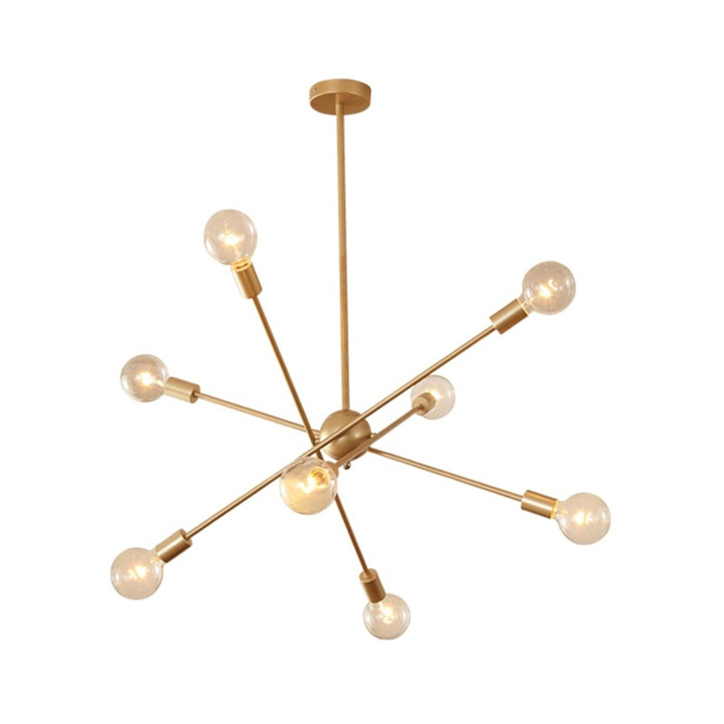 Postmodern Gold Sputnik Chandelier with 6/8 Bulbs – Stylish Metal Ceiling Suspension Lamp